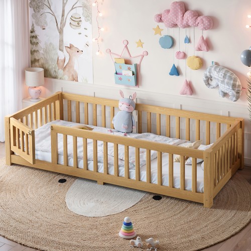 Twin floor bed with - with, safety