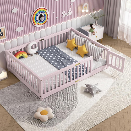 Pink floor bed with - pink, safety