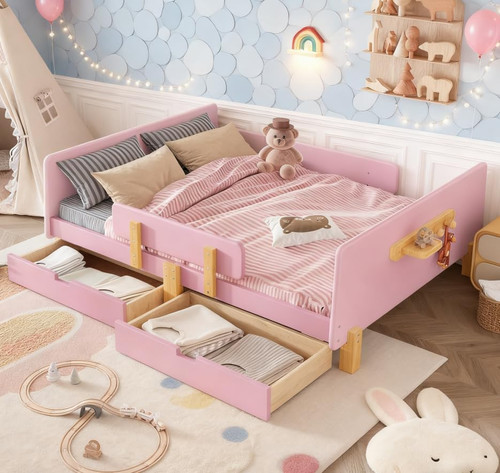Pink full bed with storage - pink,
